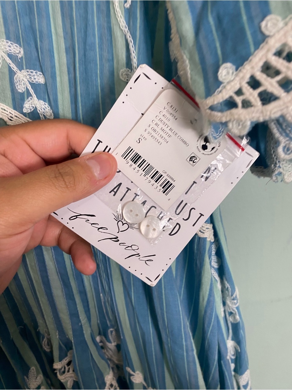 Free People Blue Bonnet Maxi Dress Embroidered Floral Striped Sundress Small - Picture 4 of 16